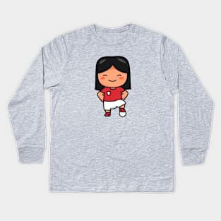 Cute Female Soccer Player Cartoon Kids Long Sleeve T-Shirt